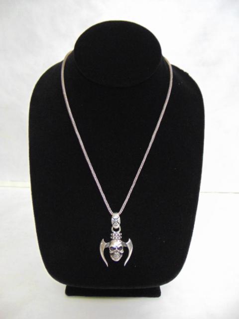 Vintage Sterling Silver Gothic Skull Pendant & Necklace (1 of 3)
