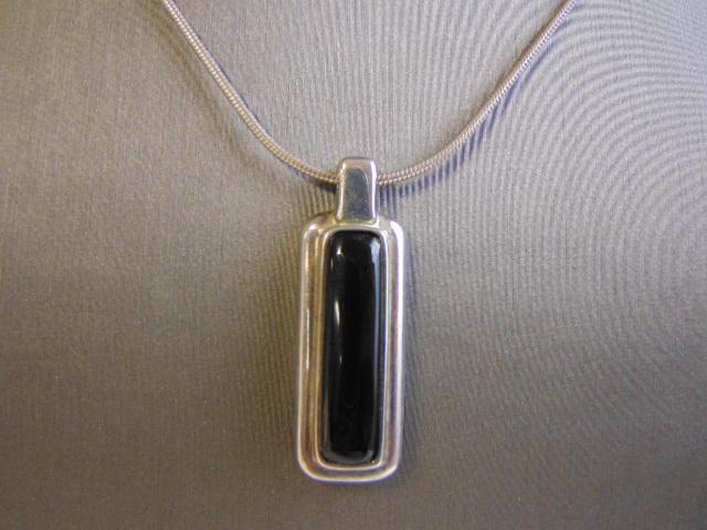 Womens Sterling Silver Necklace w/ Barra Pendant (1 of 3)