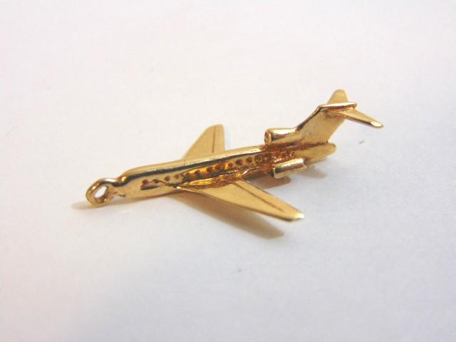 Womens Vintage Estate 14k Gold Airplane Pendant Charm (1 of 3)