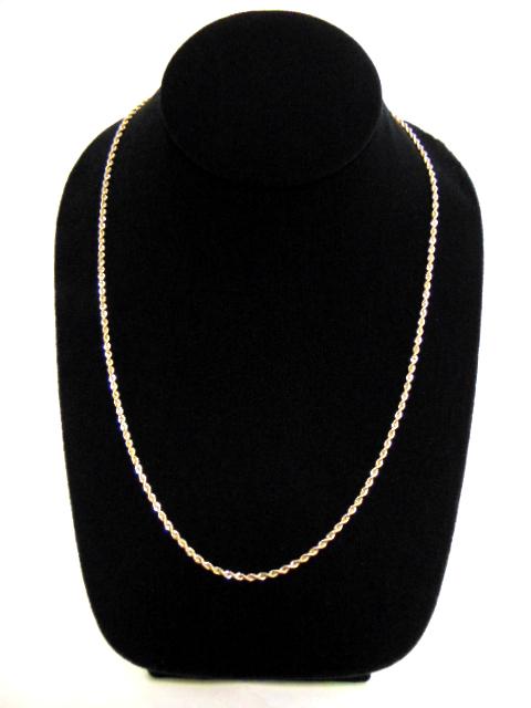 Vintage Estate 14K Yellow Gold Rope Chain Necklace: FOR SALE IS THIS LOVELY VINTAGE ESTATE 14K YELLOW GOLD ROPE NECKLACE THAT MEASURES 30" LONG WHEN UNCLASPED BY ABOUT 1/8" WIDE. THE NECKLACE WEIGHS 12.7g. THIS WOULD MAKE A GREAT GIFT FOR THAT SPECIAL