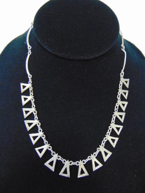 Womens Vintage Estate Sterling Silver Triangle Necklace (1 of 3)