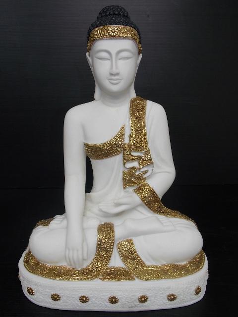 STATUE OF SITTING BUDDHA W/ MARBLE FINISH GARDEN ART (1 of 7)