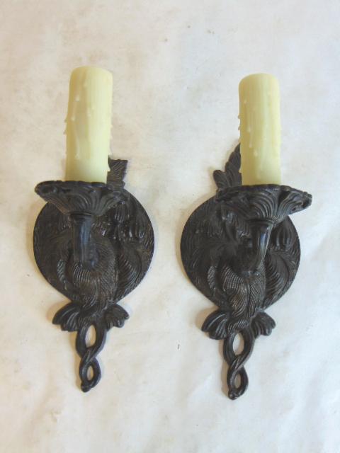 Pr Vintage Brass or Bronze Victorian Style Sconces (1 of 6)