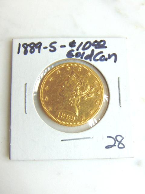 ESTATE FIND 1889-S $10 LIBERTY HEAD EAGLE GOLD COIN (1 of 2)