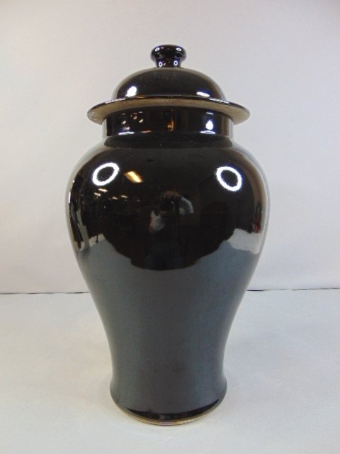 Decorative Chinese Porcelain Black Vase Urn (1 of 5)