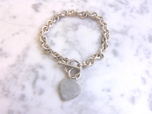 Women's Vintage Sterling Silver Heart Charm Bracelet (1 of 4)