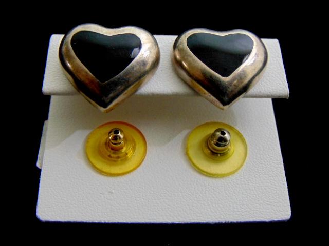 Womens Sterling Silver Heart Earrings w/ Marcasite (1 of 3)