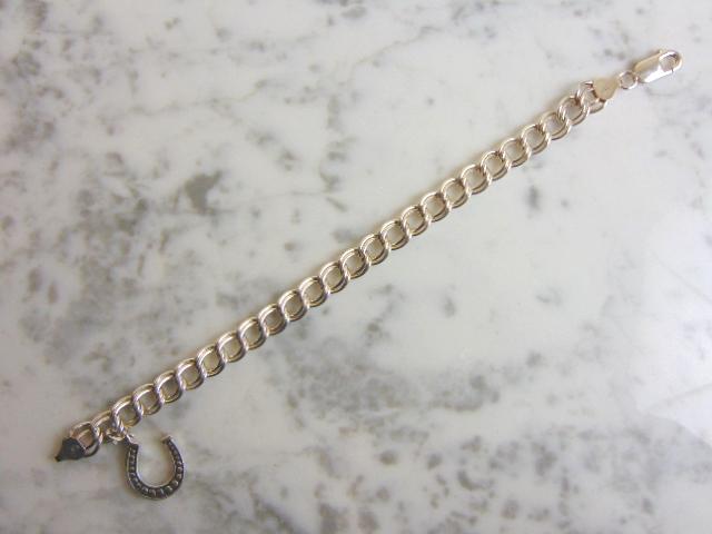 Womens Sterling Silver Bracelet w/ Horseshoe Charm (1 of 4)