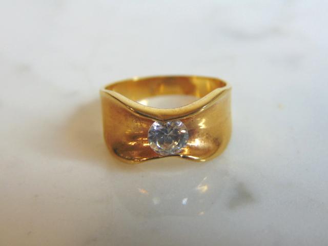 Womens Vintage Estate Sterling Silver Gold Tone CZ Ring (1 of 3)