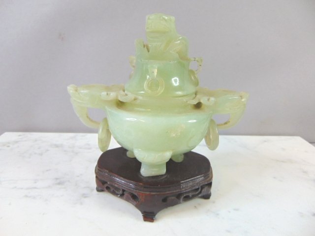 VINTAGE CHINESE ASIAN JADE DRAGON INCENSE BURNER JAR (1 of 8)
