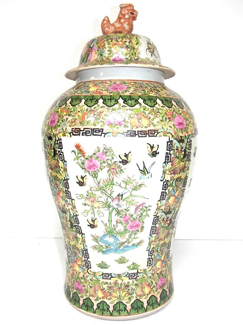 ANTIQUE CHINESE PORCELAIN FAMILLE ROSE FLOOR URN VASE (1 of 11)