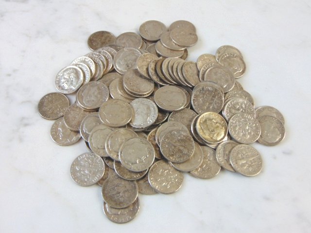 ESTATE FIND 100 SILVER ROOSEVELT DIMES (1 of 1)