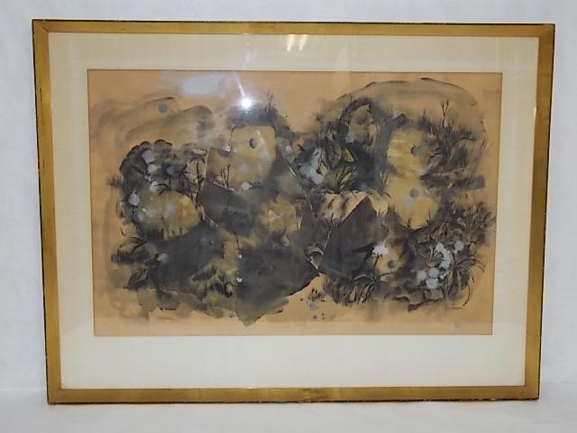 Vintage Modern Abstract Floral Painting Signed Thompson (1 of 5)