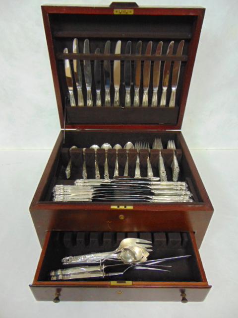 ANTIQUE STERLING SILVER ROYAL DANISH FLATWARE SET 67PCS (1 of 5)