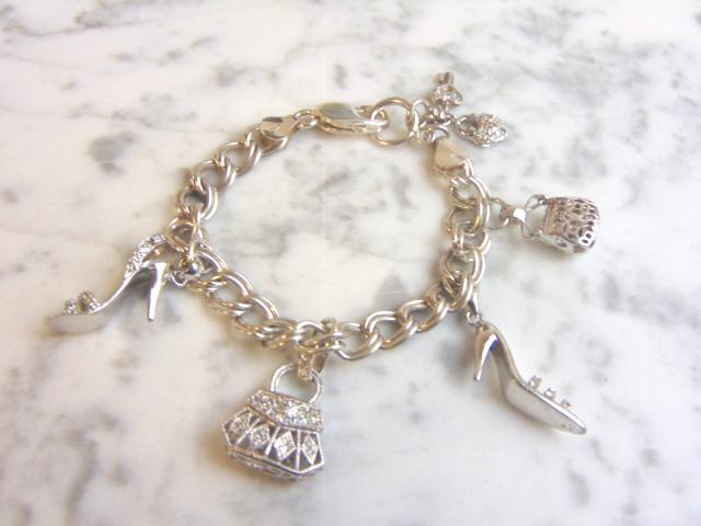 Women Vintage Sterling Silver Chain Link Charm Bracelet (1 of 3)