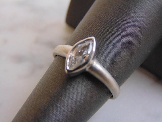 Womens Sterling Silver Ring w/ Marquise Cut Stone (1 of 4)