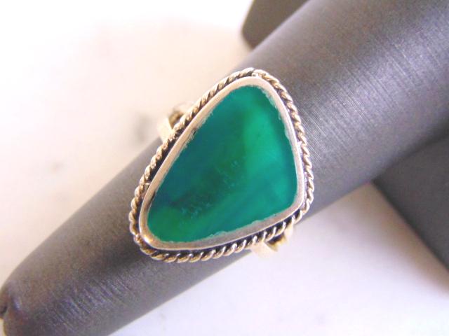 Vintage Estate Sterling Silver Ring w/ Malachite (1 of 4)