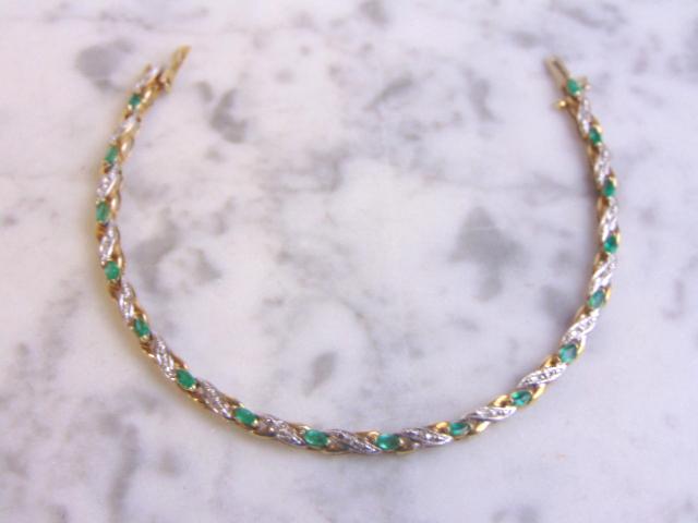Womens Vintage 10k Diamond Emerald Tennis Bracelet (1 of 4)