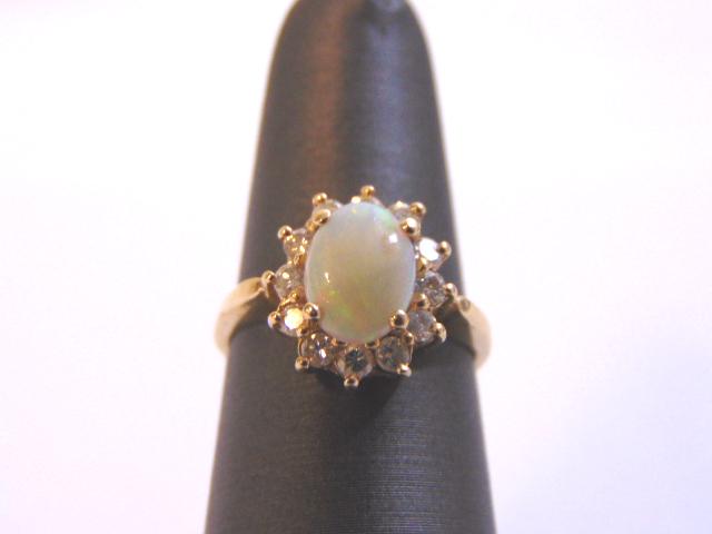 Women's Vintage Estate 14k Gold Opal & Diamond Ring (1 of 5)