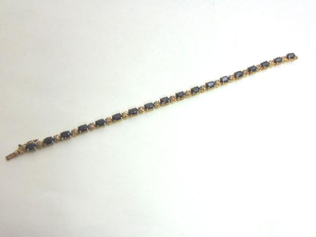 Sterling Silver Gold Tone Tennis Sapphire Bracelet (1 of 4)