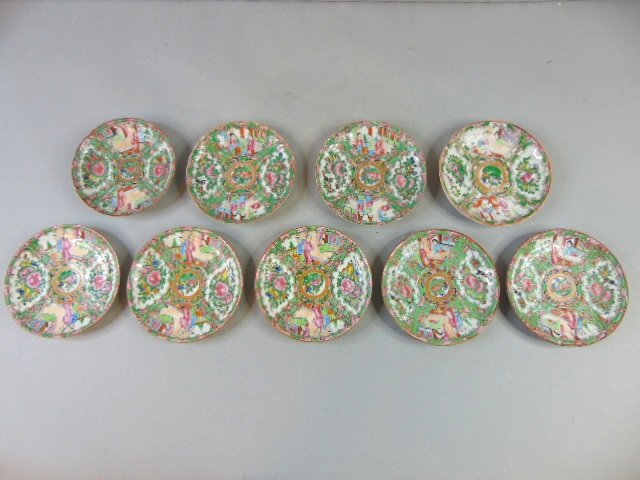 Lot of 9 Chinese Rose Medallion Porcelain Saucers (1 of 8)