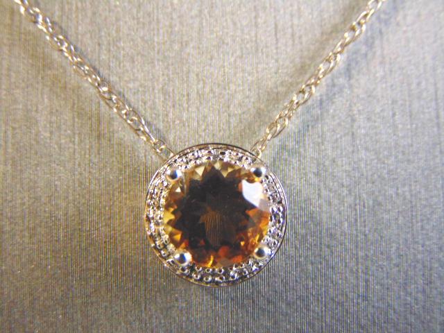 Womens Sterling Silver Necklace W/ Citrine Pendant (1 of 3)