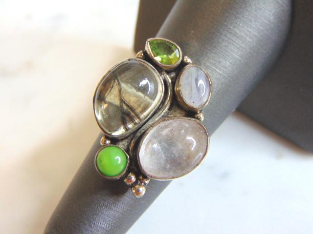 Womens Vintage Estate Sterling Silver Multi Stone Ring (1 of 4)