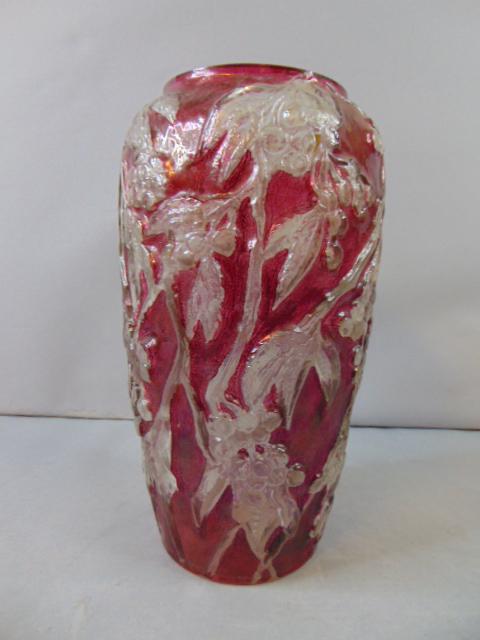 Decorative Vintage Antique Cranberry Glass Vase (1 of 5)