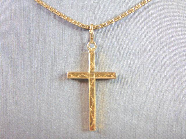 VINTAGE ESTATE 14K ITALIAN GOLD NECKLACE W/ 18K CROSS (1 of 3)
