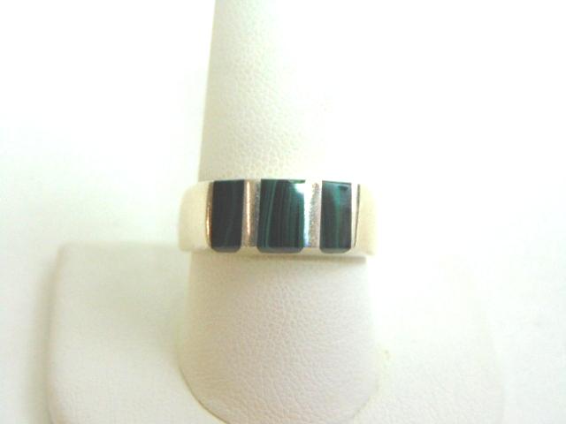 Mens Estate Sterling Silver Ring w/ Malachite (1 of 5)