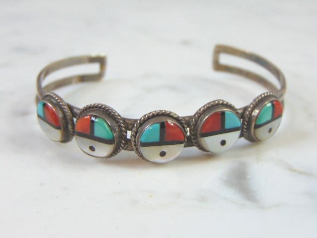 Womens Sterling Silver Southwestern Cuff Bracelet (1 of 4)