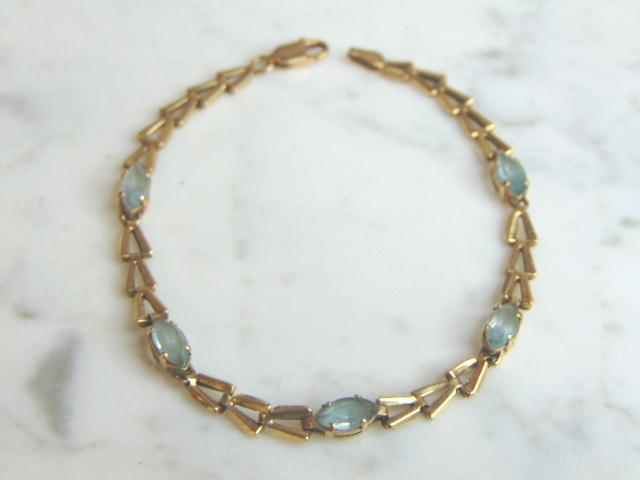 Vintage 14K Gold & Topaz Color Gemstone Link Bracelet (1 of 3)