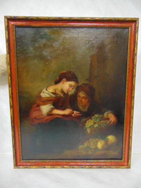ANTIQUE BARTOLOME MURILLO OIL ON CANVAS PAINTING (1 of 6)