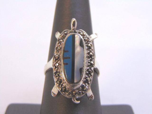 Womens Sterling Silver Southwestern Turtle Ring (1 of 4)