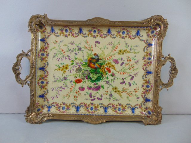 Decorative Victorian Style Porcelain Bronze Tray (1 of 7)