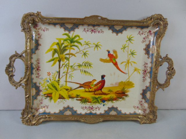 Decorative Victorian Style Porcelain Bronze Tray (1 of 6)