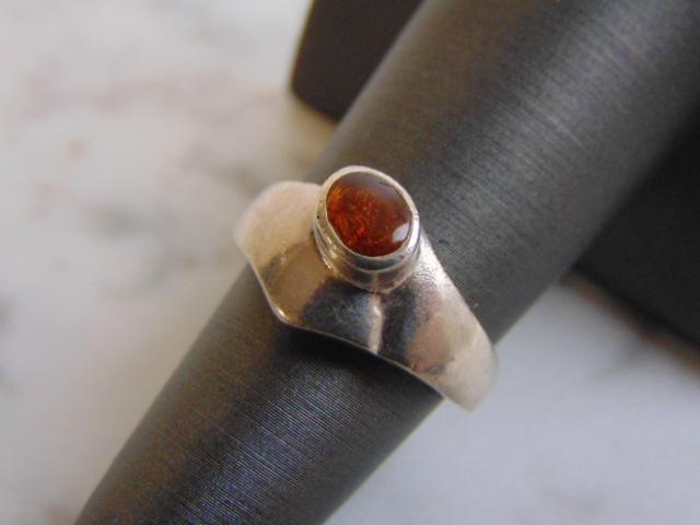 Womens Sterling Silver Ring w/ Citrine or Amber Stone (1 of 4)