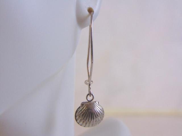 Womens Vintage Sterling Silver Seashell Dangle Earrings (1 of 3)