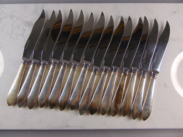 Set of 14 Tiffany & Co Fanueil Sterling Fish Knives (1 of 5)