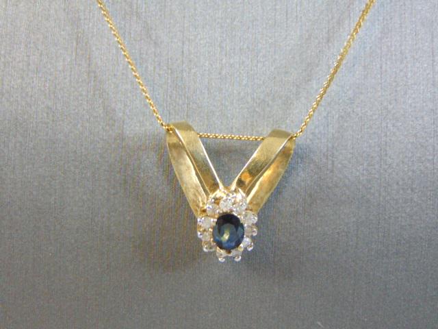 Womens 14K Gold Necklace & Diamond Pendant (1 of 3)