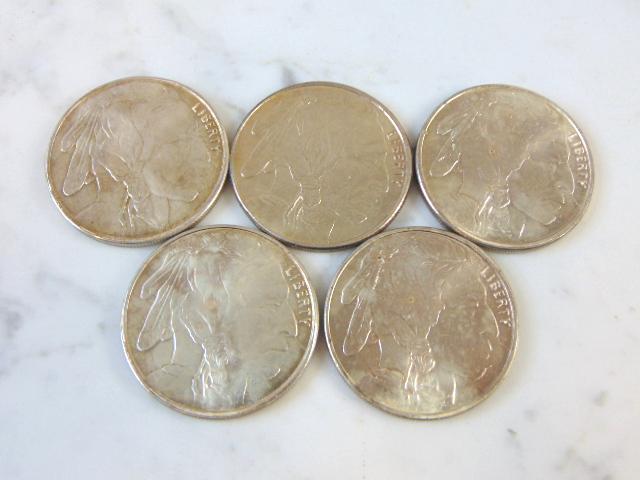 FINE SILVER DOLLAR COIN LOT OF 5 BUFFALO INDIAN HEAD (1 of 2)