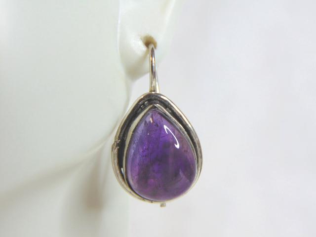 Womens Vintage Estate Sterling Silver Amethyst Earrings (1 of 3)