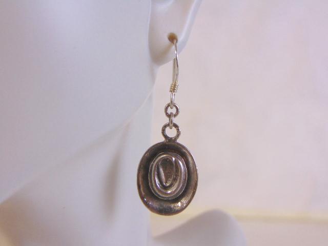 Womens Vintage Sterling Silver Cowboy Hat Earrings (1 of 4)
