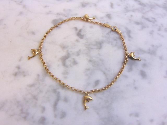 Vintage Estate 14K Yellow Gold Dolphin Charm Bracelet (1 of 3)