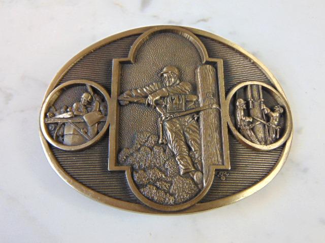 Limited Edition Line Worker Solid Brass Belt Buckle (1 of 6)