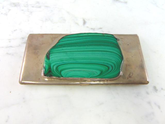 Sterling Silver Malachite Chinese Dragon Cigarette Case (1 of 6)