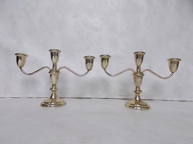 PR ANTIQUE EMPIRE STERLING SILVER WEIGHTED CANDELABRAS (1 of 6)