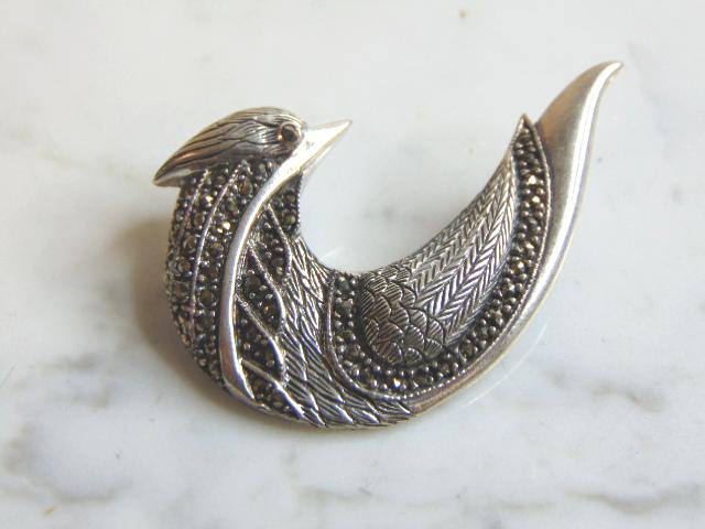 Womens  Sterling Silver Swallow Bird Brooch (1 of 2)