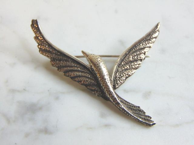 Womens Vintage Estate Sterling Silver Bird Brooch (1 of 2)