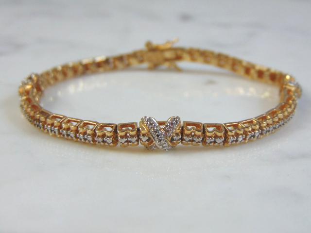 Womens Vintage Sterling Silver Gold Tone Bracelet (1 of 3)